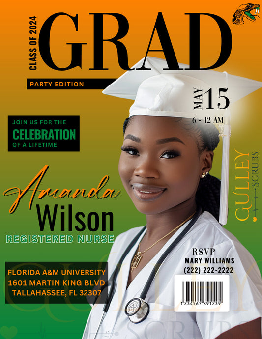 Digital Editable Nurse Graduation Magazine/Invitation Bundle Templates