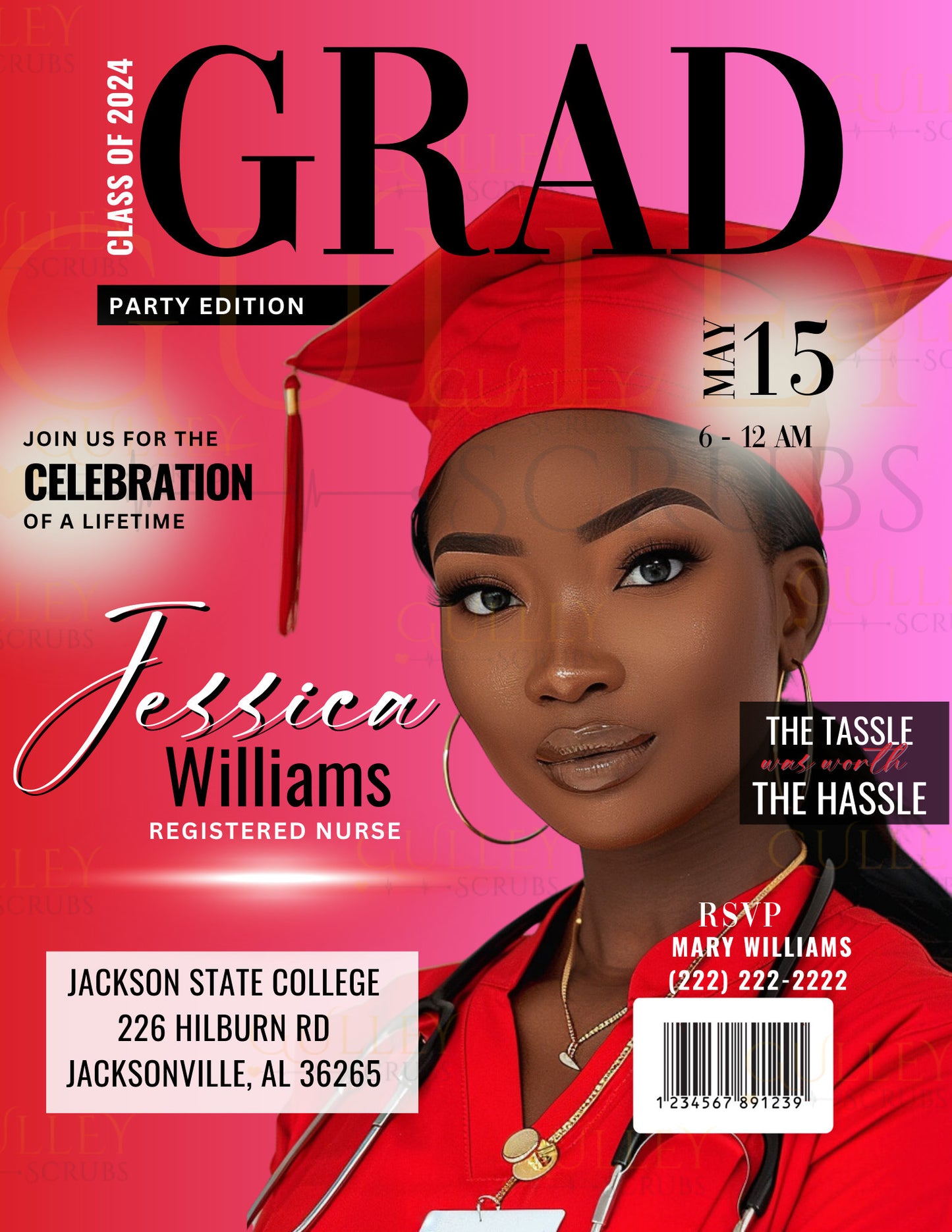 Digital Editable Nurse Graduation Magazine/Invitation Bundle Templates